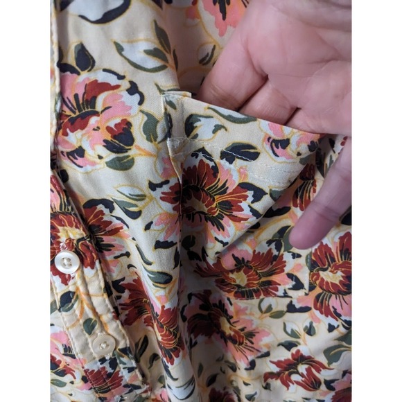 Torrid Top Button Front Blouse Floral V Neck 3/4 Or Long Sleeves Pockets Size 1X - Picture 7 of 9